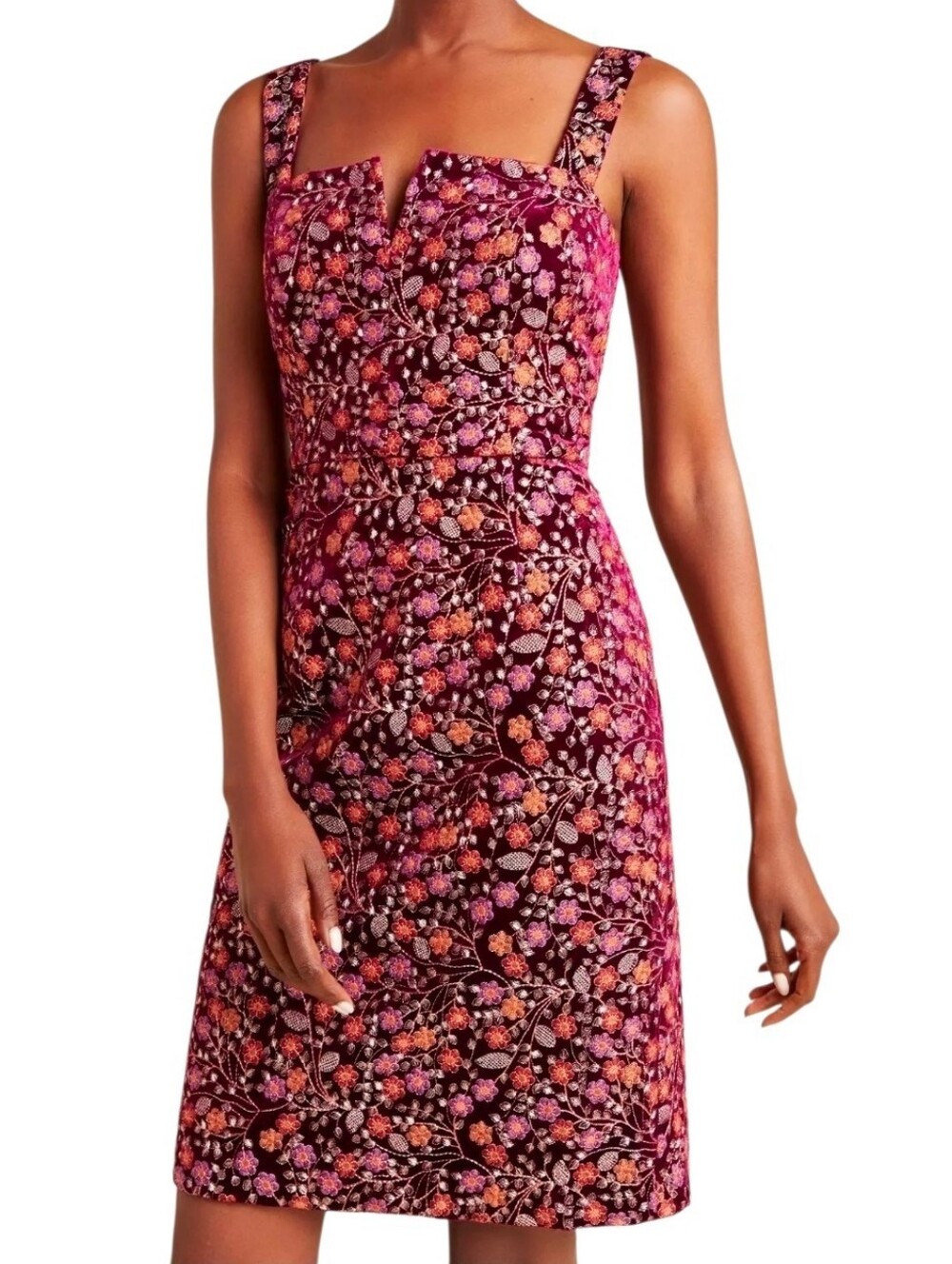 Anthropologie RARE Jaz Embroidered Floral Velvet Dress